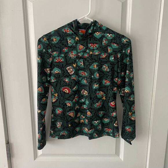LA DOUBLEJ Turtleneck Green Floral Women's size XS NWOT's Stretch Jersey $235 - Picture 1 of 15